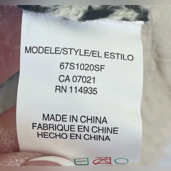 NWT RD Style oversized black / cream acrylic blend open front cardigan; size S - Picture 5 of 8